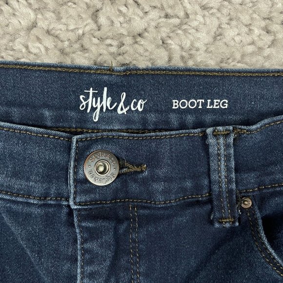 Style & Co Boot Leg Jeans Women's Size 10S (30x29) Mid-Rise Stretch Dark Denim - Picture 3 of 13